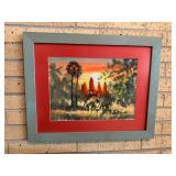 Vintage Cambodian watercolor landscape
