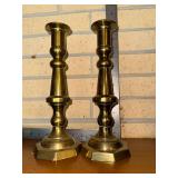Heavy Brass Candlestick Holders 12in