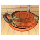 Vintage Rina Peleg terracotta basket weave bowl