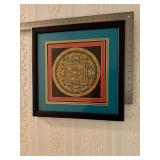 Vintage Tibetan Mandala Thangka in blue frame