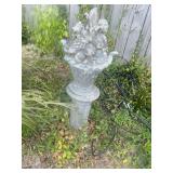 Concrete garden fruit basket statue and pedestal BUYER IS RESPONSIBLE FOR REMOVAL