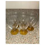 8 Vintage Wine Glasses with Amber bases