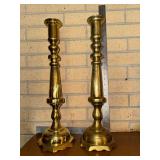 Pair of heavy brass candlestick holders 20in