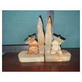 Vintage Mexican Onyx carved Siesta Man and Cactus Bookends