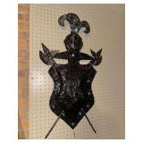 Medieval style wood and metal knight coat of arms wall art