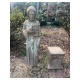 Concrete Saint Francis statue and pedestal BUYER IS RESPONSIBLE FOR REMOVAL
