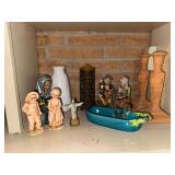 Vintage lions head candle sticks, figurines and decor