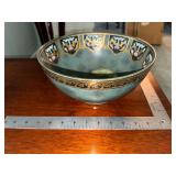 Heygill Imports Teal Planter bowl with gold trim