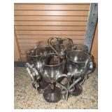 Vintage Silver Fade Wine Glasses in Chrome Heart Caddy
