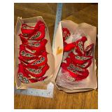 12 Vintage red bird clip on Christmas ornaments
