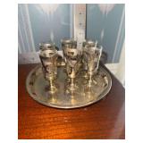 Mexican filigree with glass inserts cordial set with tray