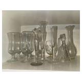 Stemware, bud vases, crystal bell