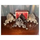 Leonard silver plated napkin holders and knife rests