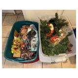 3 totes of Christmas decor
