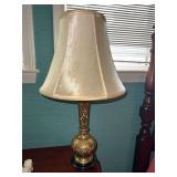 Engraved brass and enamel table lamp