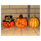 Ceramic pumpkin candy dishes and candle