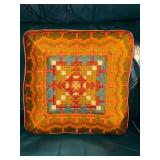 Vintage Mid Century geometric needlepoint throw pillow