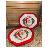 12 small metal Santa Clause Christmas Snack Trays