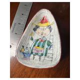Mid Century leather wrapped porcelain trinket/pin dish by Il Coccio