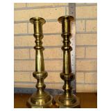 Pair of Vintage heavy brass candlestick holders 15in