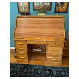 Very Large Oak Roll Top Desk- contents not included- BUYER IS RESPONSIBLE FOR REMOVAL
