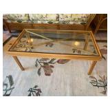 Bamboo and rattan glass top cocktail table matches ends tables