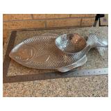 Pewter ware Fish Serving Platter and Bowl
