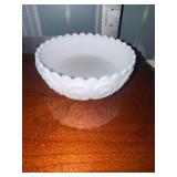 Imperial satin milk glass scroll nappy bowl