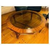 Vintage Octogon glass top cocktail table