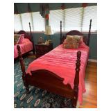 Cherry four poster twin bed- Bed only- bedding and mattresses sold separately- matches lot #127