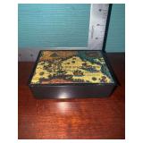 Vintage Japan Bakelite cigarette box with foreign coins