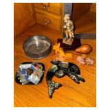 Lucite Dolphin, Vintage Pins, small wood carvings