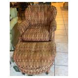 Arm chair with ottoman on casters