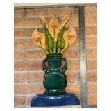 Hand painted wood carved calla Lilly wall art