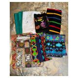 Group of Vintage geometric and tribal motif Fabric remnants