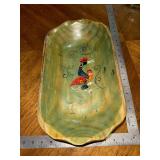Green Wooden batea bowl with hand painted bird