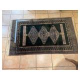 Vintage Green hand knotted Bokhara rug