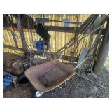 Assorted Barn and Shop Contents Including Wheelbarrow, Tools, and Hardware