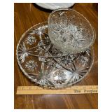 EAPG starburst platter and 2 medallion starburst glass bowls