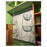 2 vintage wire hanging fruit baskets 3 tier
