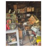 Storage Shed Lot with Mixed Household Goods and Mason Jars