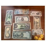 World Paper Money and Presidential Token Foreign Currency Collection Including Japanese Government Peso and Centavos Notes
