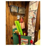 Sewing and craft supplies and bins and contents- behind craft room door