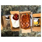 4 boxes kitchen, glassware and decor