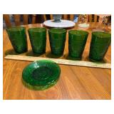 Forest green sandwich pattern juice tumblers