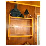 Wooden Wall Shelf with Three Tiers and Decorative Decor Items