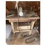 Wooden Work Bench with Single Drawer and Tool Surface