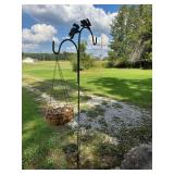 Double Shepherd Hook Garden Plant Stand with Bunny Accents