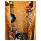 Christmas closet contents- wreaths, storage, craft supplies and misc decor/household items