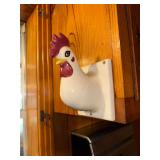 Vintage ceramic wall mounted rooster kitchen apron holder